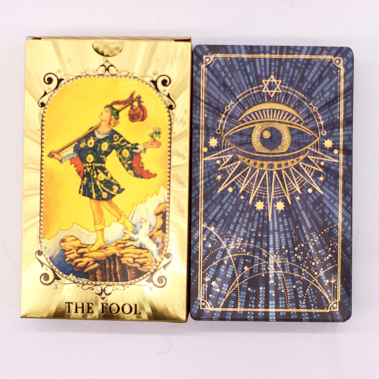Taro kortos „All Seeing Eye“ su mėlyna ir auksine folija bei knygele