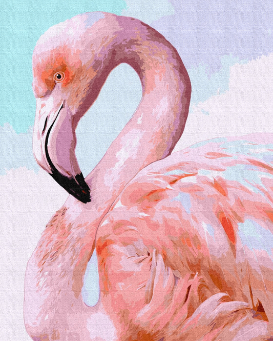 Tapyba pagal skaičius: ROŽINIS FLAMINGAS 40x50 cm