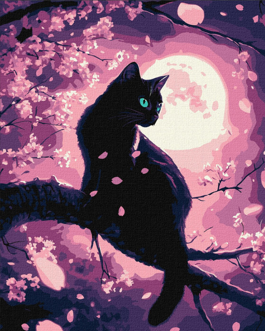 Tapyba pagal skaičius: PASLAPTINGA KATĖ 40x50 cm