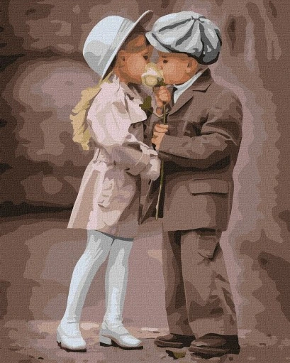 Tapyba pagal skaičius: PIRMA ROŽĖ 40x50 cm