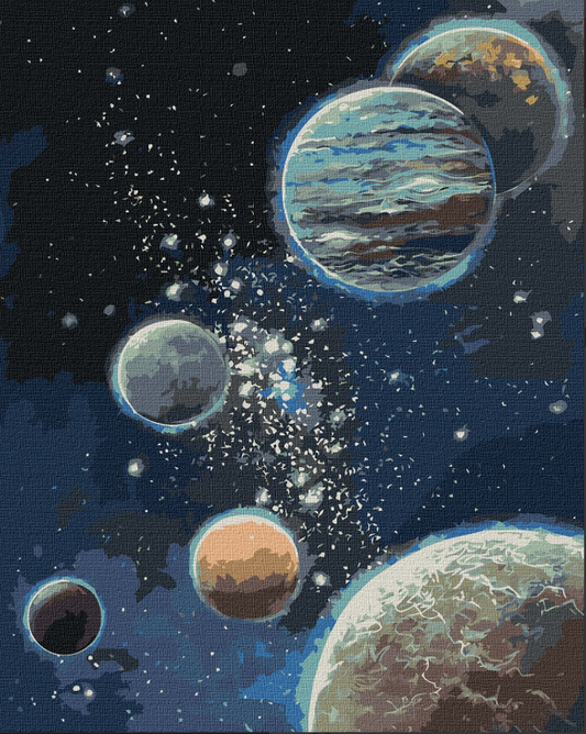 Tapyba pagal skaičius: PLANETOS 40x50 cm