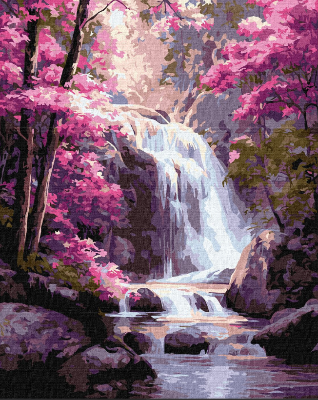 Tapyba pagal skaičius: ROŽINIS MIŠKAS 40x50 cm