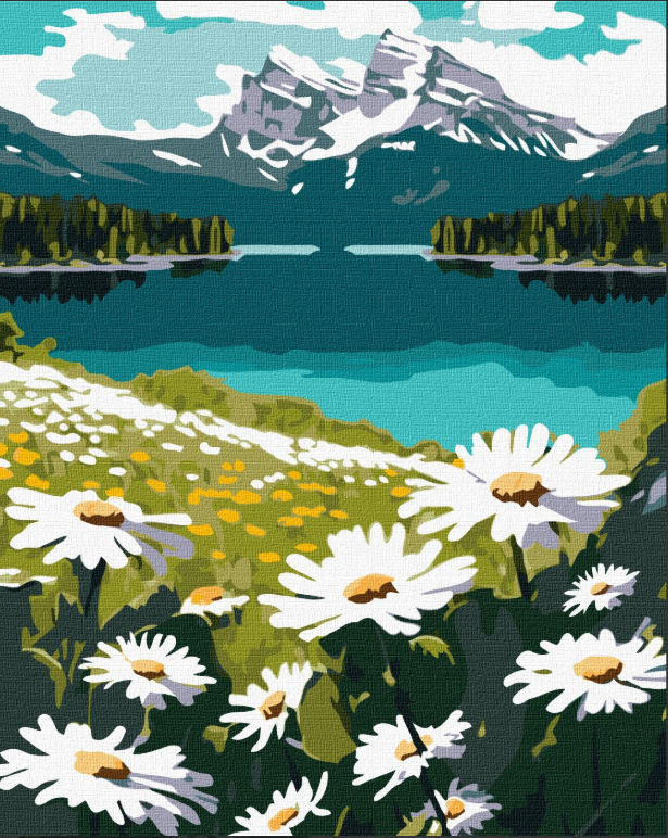 Tapyba pagal skaičius: ŽYDINČIOS RAMUNĖS 40x50 cm